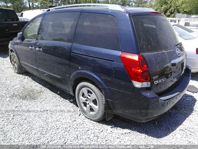 5N1BV28U57N102058 - 2007 NISSAN QUEST S/SE/SL Dark Blue photo 3