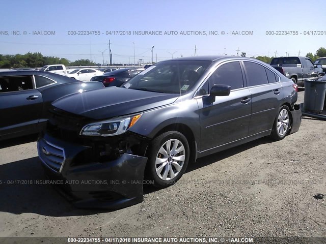 4S3BNBC69F3008840 - 2015 SUBARU LEGACY 2.5I PREMIUM GRAY photo 2