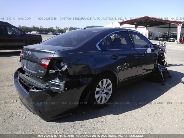 4S3BNBC69F3008840 - 2015 SUBARU LEGACY 2.5I PREMIUM GRAY photo 4