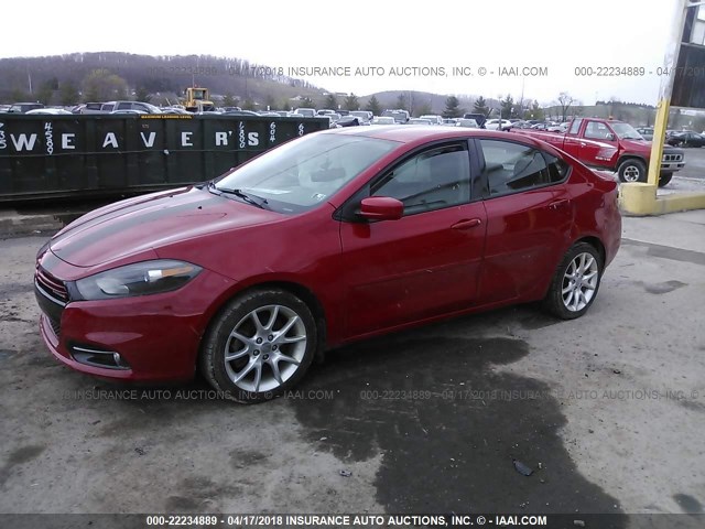 1C3CDFBH1DD640809 - 2013 DODGE DART SXT RED photo 2