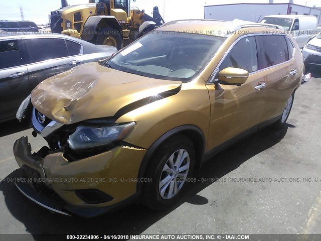 5N1AT2MT0EC802531 - 2014 NISSAN ROGUE S/SL/SV GOLD photo 2