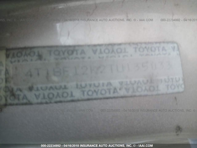 4T1BF12K2TU135033 - 1996 TOYOTA CAMRY LE/XLE/SE ოქროსფერი ფოტო 9