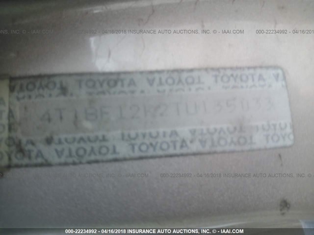 4T1BF12K2TU135033 - 1996 TOYOTA CAMRY LE/XLE/SE GOLD photo 9