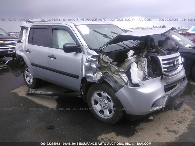 5FNYF4H22EB019513 - 2014 HONDA PILOT LX SILVER photo 1