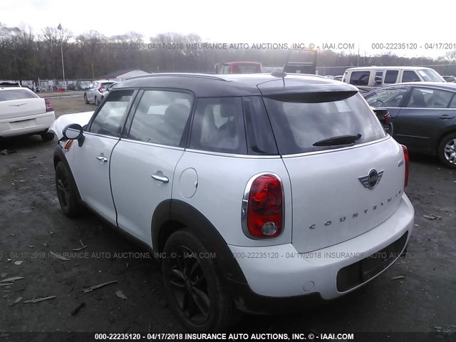 WMWZB3C54DWR36133 - 2013 MINI COOPER COUNTRYMAN WHITE photo 3