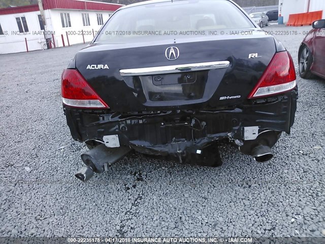 JH4KB16586C002208 - 2006 ACURA RL BLACK photo 6