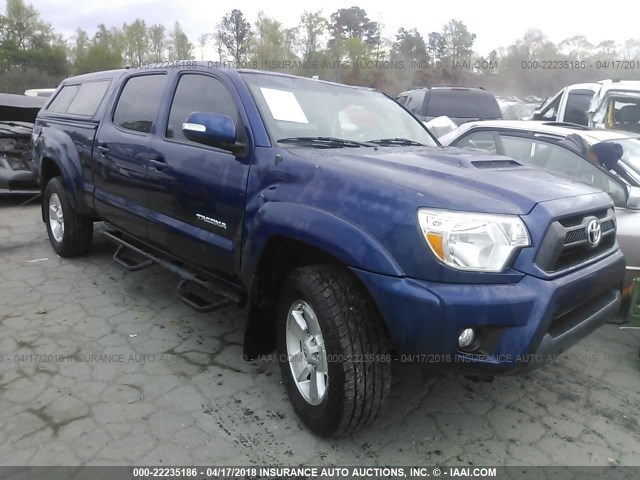 3TMMU4FN1EM069896 - 2014 TOYOTA TACOMA DOUBLE CAB LONG BED BLUE photo 1