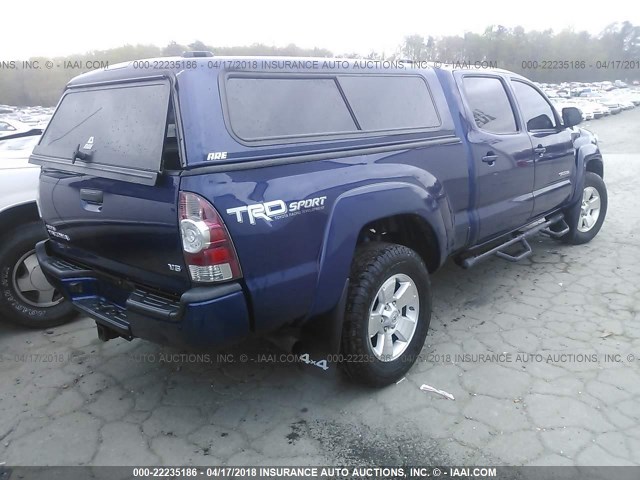 3TMMU4FN1EM069896 - 2014 TOYOTA TACOMA DOUBLE CAB LONG BED BLUE photo 4