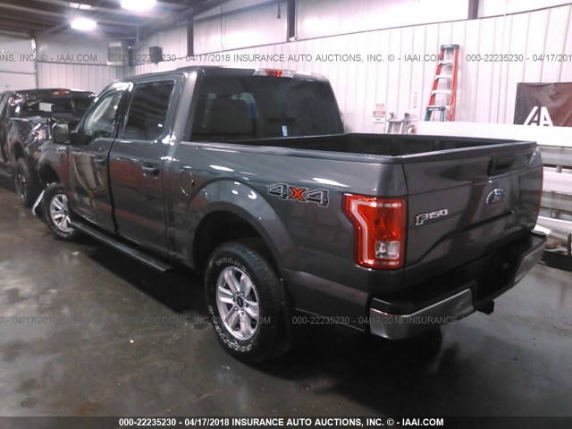 1FTEW1EF1FKE62636 - 2015 FORD F150 SUPERCREW GRAY photo 3