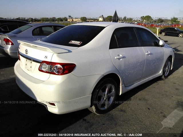 2T1BU4EE7BC635444 - 2011 TOYOTA COROLLA S/LE WHITE photo 4