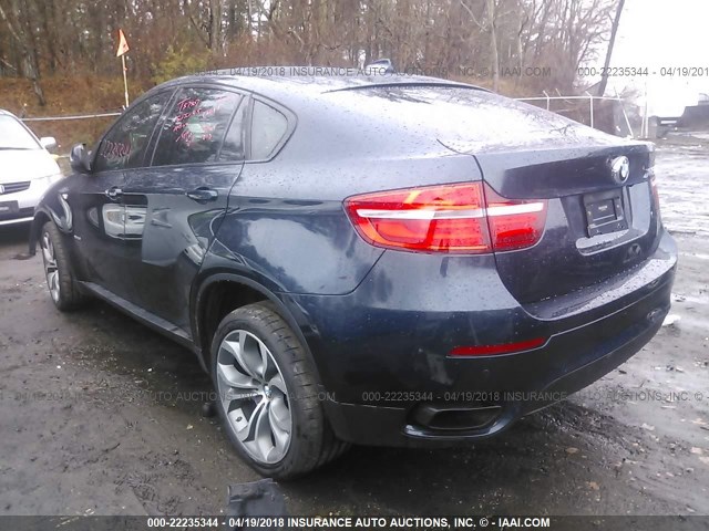 5UXFG8C54EL593104 - 2014 BMW X6 XDRIVE50I BLUE photo 3