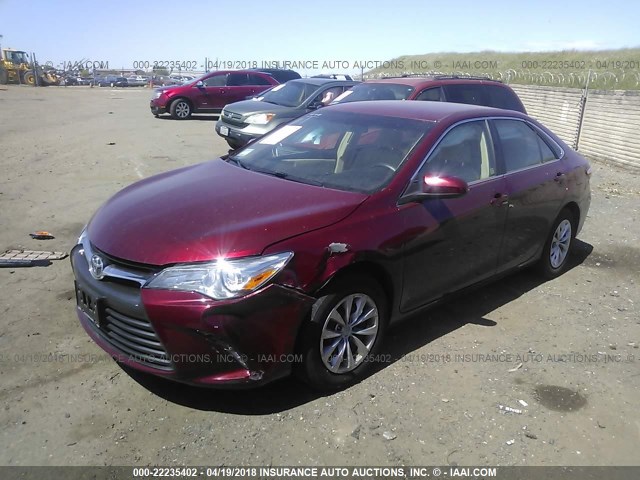 4T1BF1FK6HU661442 - 2017 TOYOTA CAMRY LE/XLE/SE/XSE RED photo 2