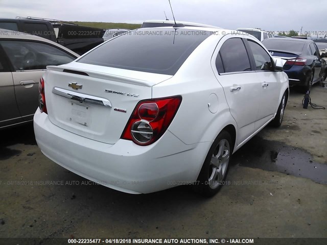 1G1JE5SB4F4109511 - 2015 CHEVROLET SONIC LTZ WHITE photo 4