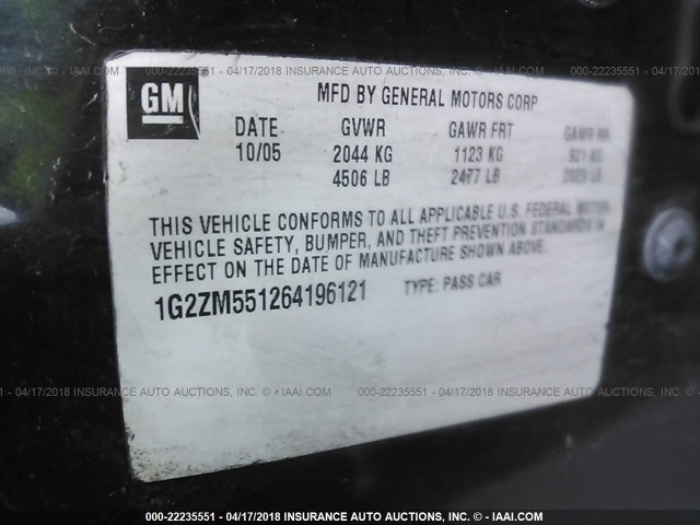 1G2ZF57B684247025 - 2008 PONTIAC G6 VALUE LEADER/BASE BLACK photo 9