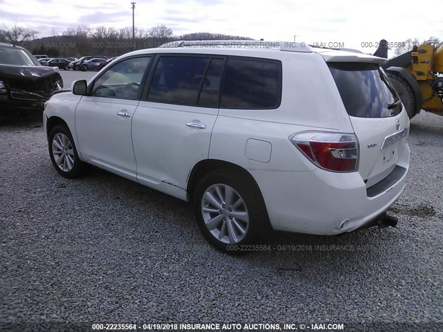 JTEEW41A982022951 - 2008 TOYOTA HIGHLANDER HYBRID WHITE photo 3