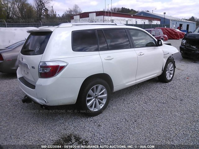 JTEEW41A982022951 - 2008 TOYOTA HIGHLANDER HYBRID WHITE photo 4