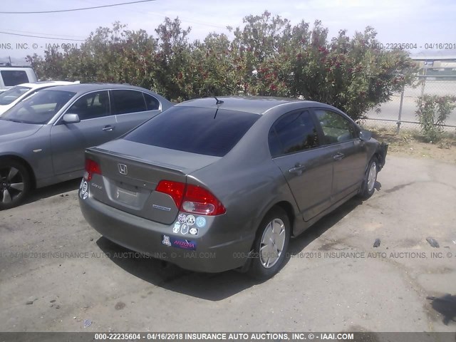 JHMFA36216S026619 - 2006 HONDA CIVIC HYBRID GRAY photo 4