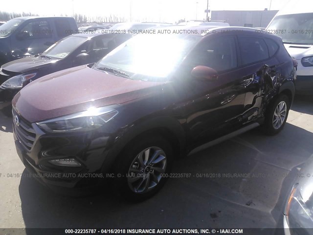 KM8J33A4XJU641368 - 2018 HYUNDAI TUCSON LIMITED/SPORT AND ECO/SE MAROON photo 2