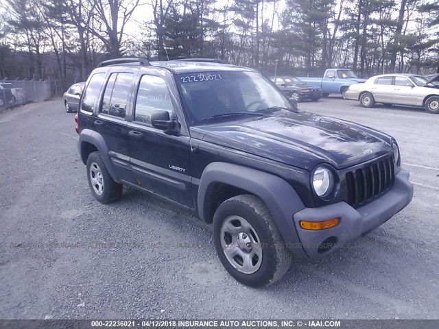 1J4GL48K74W328211 - 2004 JEEP LIBERTY SPORT BLACK photo 1