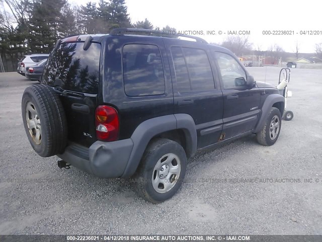 1J4GL48K74W328211 - 2004 JEEP LIBERTY SPORT BLACK photo 4