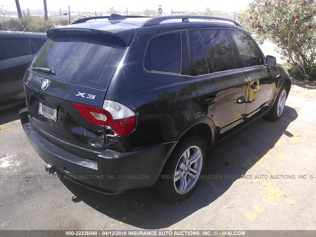 WBXPA93455WD01839 - 2005 BMW X3 3.0I BLACK photo 4