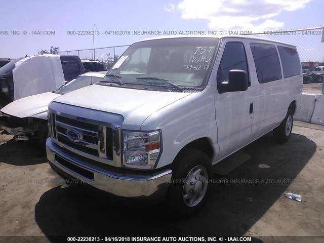 1FBNE3BLXEDA22107 - 2014 FORD ECONOLINE E350 SUPER DUTY WAGON WHITE photo 2