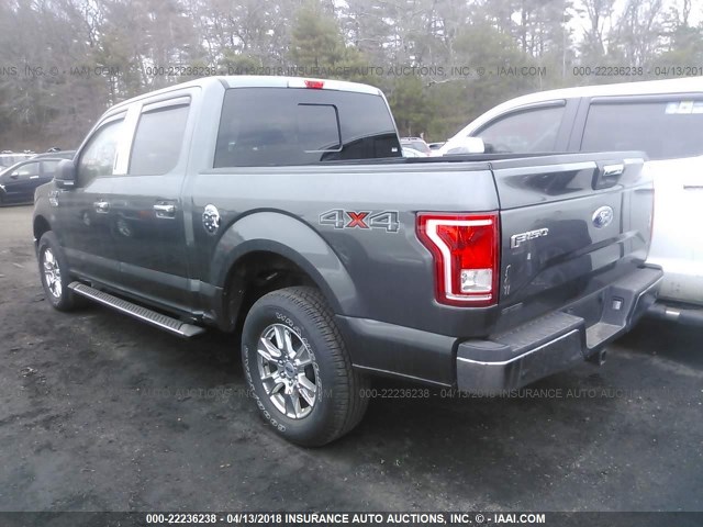 1FTEW1EFXHFA17291 - 2017 FORD F150 SUPERCREW GRAY photo 3