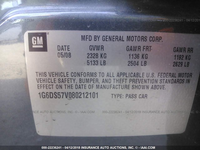 1G6DS57V080212101 - 2008 CADILLAC CTS HI FEATURE V6 GRAY photo 9