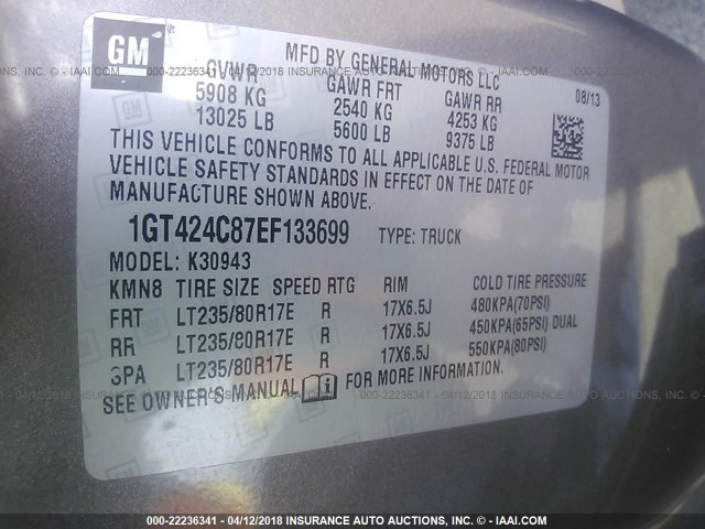 1GT424C87EF133699 - 2014 GMC SIERRA K3500 SLT BROWN photo 10