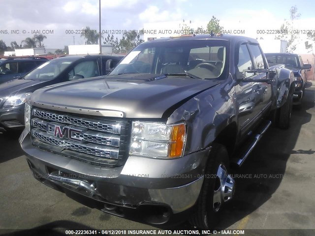 1GT424C87EF133699 - 2014 GMC SIERRA K3500 SLT BROWN photo 2