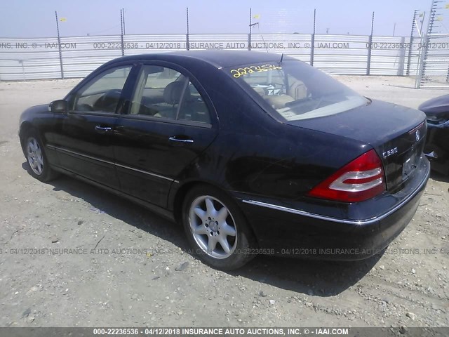 WDBRF64J02F198203 - 2002 MERCEDES-BENZ C 320 BLACK photo 3