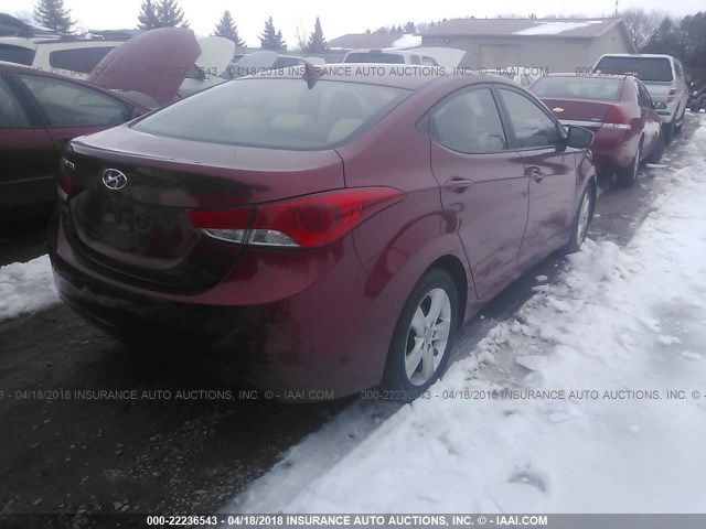 5NPDH4AE4DH315971 - 2013 HYUNDAI ELANTRA GLS/LIMITED RED photo 4