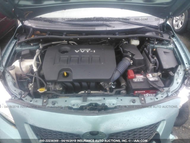 JTDBL40E499077188 - 2009 TOYOTA COROLLA LE/XLE GREEN photo 10