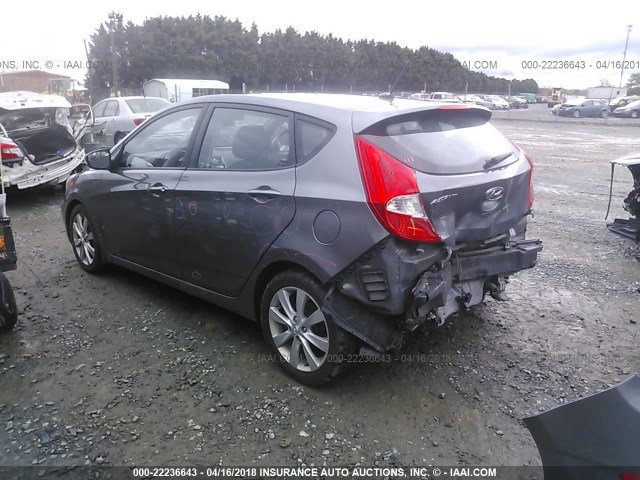 KMHCU5AE5EU143028 - 2014 HYUNDAI ACCENT GLS/SE GRAY photo 3