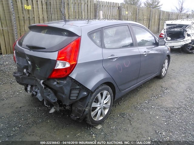 KMHCU5AE5EU143028 - 2014 HYUNDAI ACCENT GLS/SE GRAY photo 4