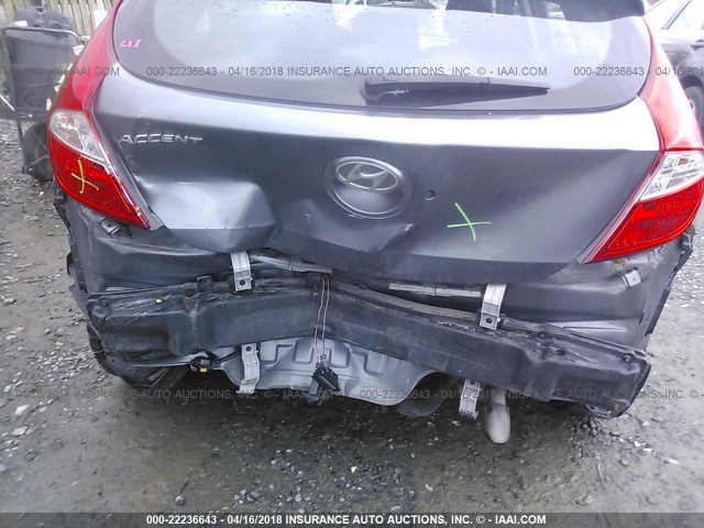 KMHCU5AE5EU143028 - 2014 HYUNDAI ACCENT GLS/SE GRAY photo 6