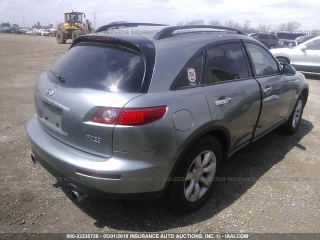 JNRAS08W65X213279 - 2005 INFINITI FX35 SILVER photo 4