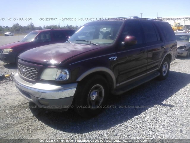 1FMRU1765YLA52340 - 2000 FORD EXPEDITION EDDIE BAUER BURGUNDY photo 2