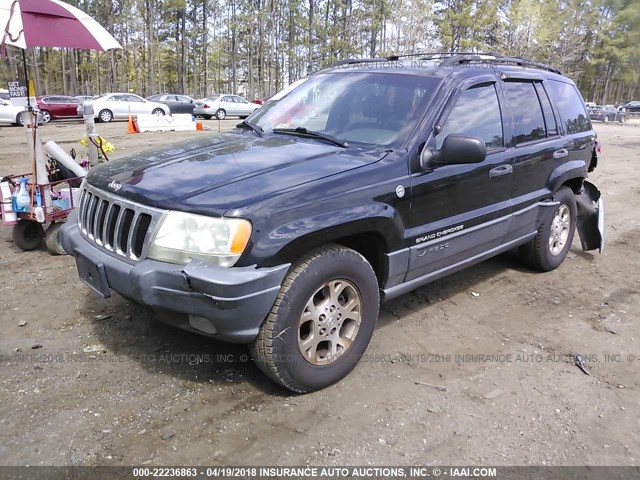 1J4GW48S21C605383 - 2001 JEEP GRAND CHEROKEE LAREDO BLACK photo 2