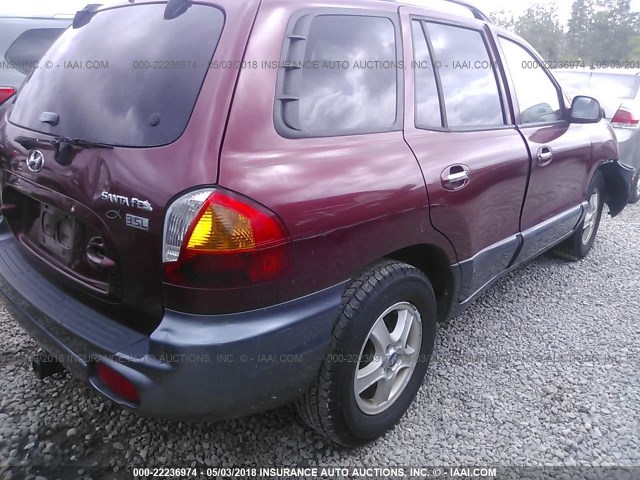 KM8SC13E34U595093 - 2004 HYUNDAI SANTA FE GLS/LX MAROON photo 4