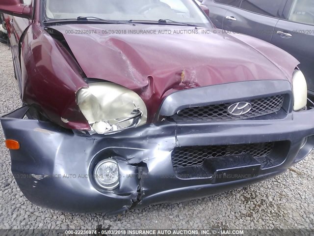 KM8SC13E34U595093 - 2004 HYUNDAI SANTA FE GLS/LX MAROON photo 6