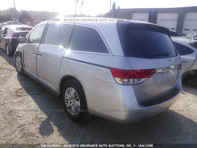 5FNRL5H28EB067276 - 2014 HONDA ODYSSEY LX GRAY photo 3