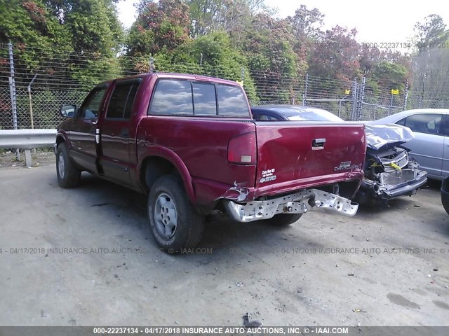 1GCDT13W21K237822 - 2001 CHEVROLET S TRUCK S10 RED photo 3