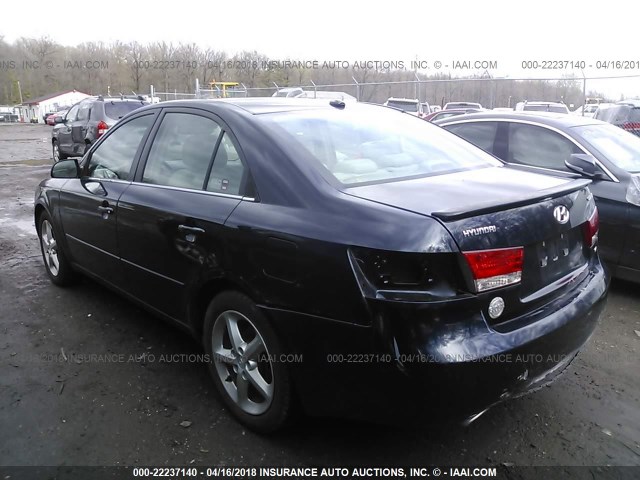 5NPEU46F08H372000 - 2008 HYUNDAI SONATA SE/LIMITED Dark Blue photo 3