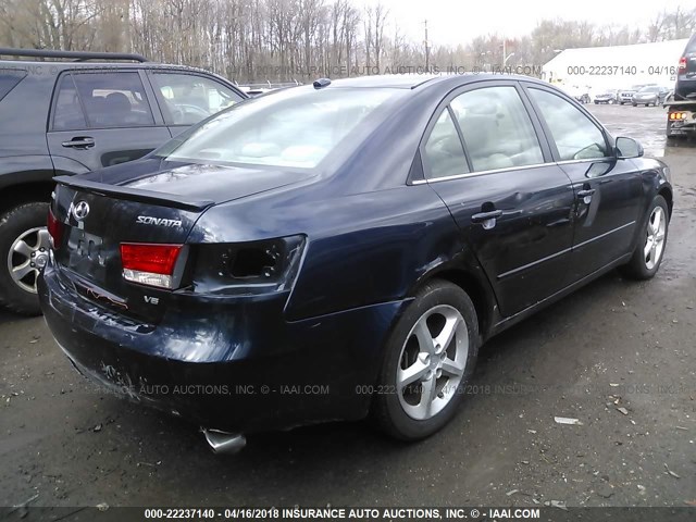 5NPEU46F08H372000 - 2008 HYUNDAI SONATA SE/LIMITED Dark Blue photo 4