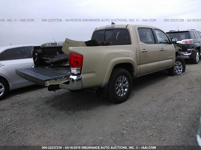 3TMAZ5CNXGM022707 - 2016 TOYOTA TACOMA DBL CAB/SR5/TRD SPORT/OR TAN photo 4