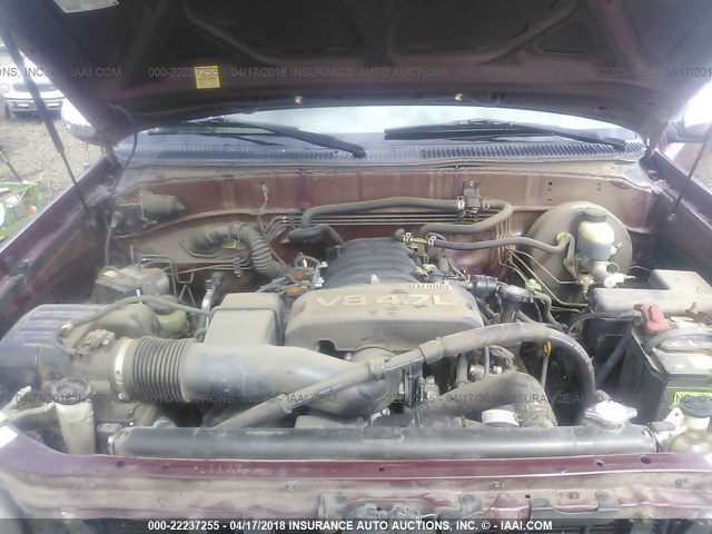 5TBRT34155S456849 - 2005 TOYOTA TUNDRA ACCESS CAB SR5 RED photo 10