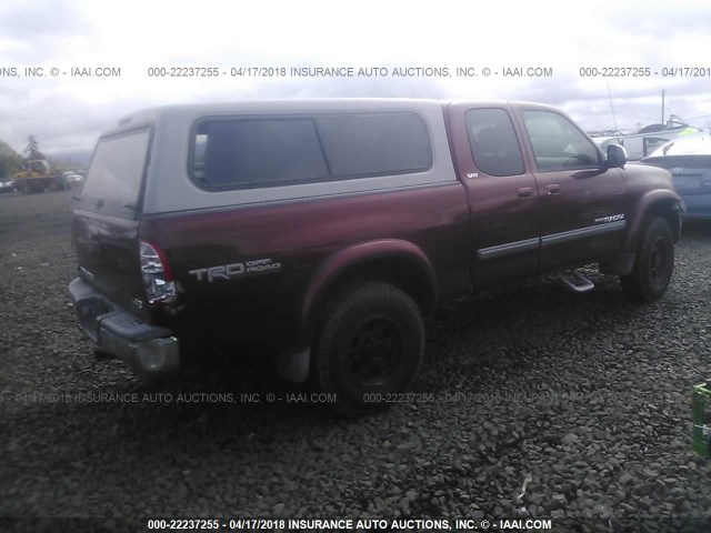 5TBRT34155S456849 - 2005 TOYOTA TUNDRA ACCESS CAB SR5 RED photo 4