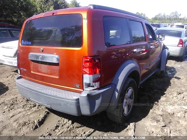 1D8GT28K17W606360 - 2007 DODGE NITRO SXT ORANGE photo 4