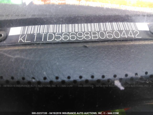 KL1TD56698B060442 - 2008 CHEVROLET AVEO LS BLUE photo 9